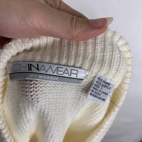 Vintage 90's Chinawear Pearl Embroidered Sweater Large - Picture 8 of 11